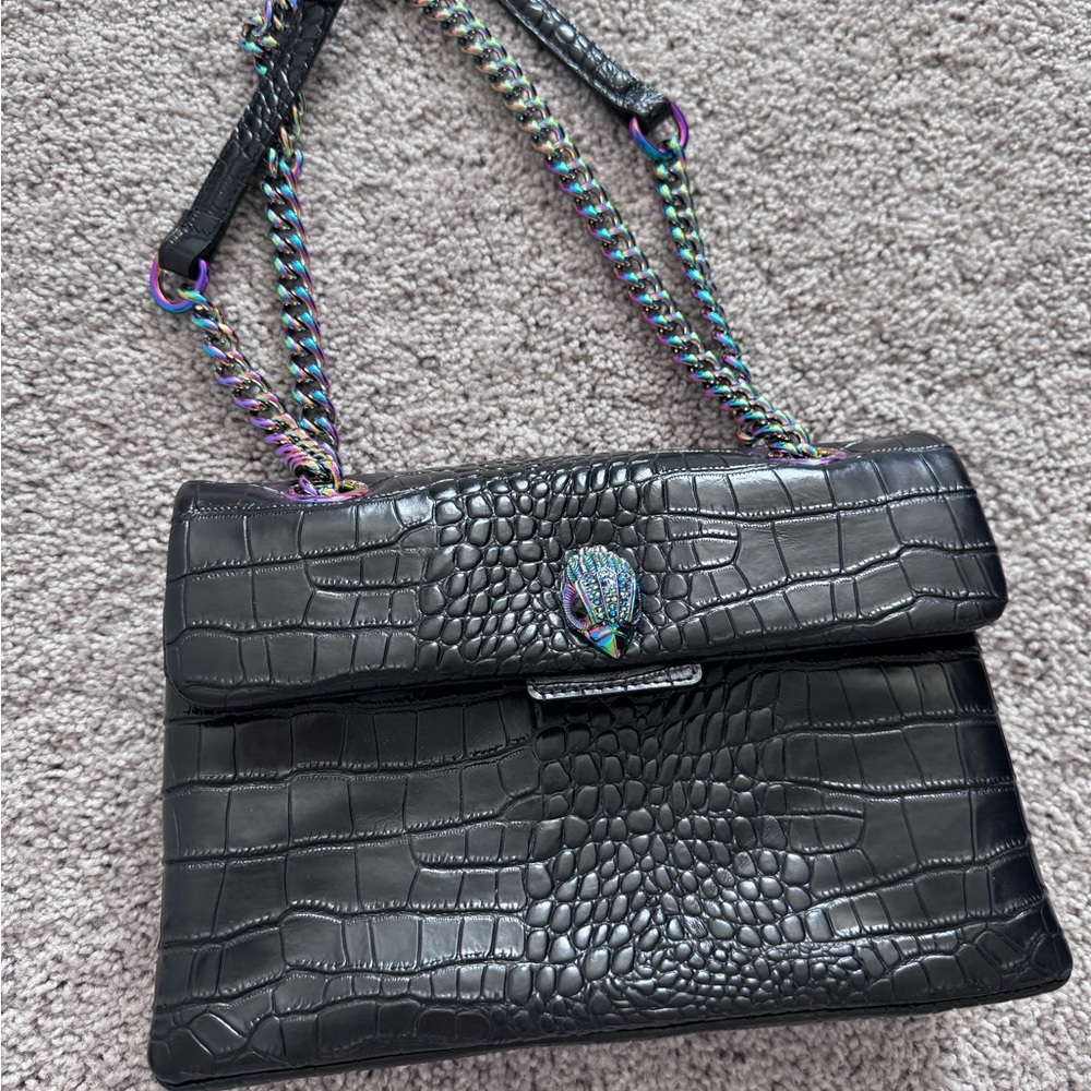 Kurt Geiger Black Crocodile Embossed Women's Bag